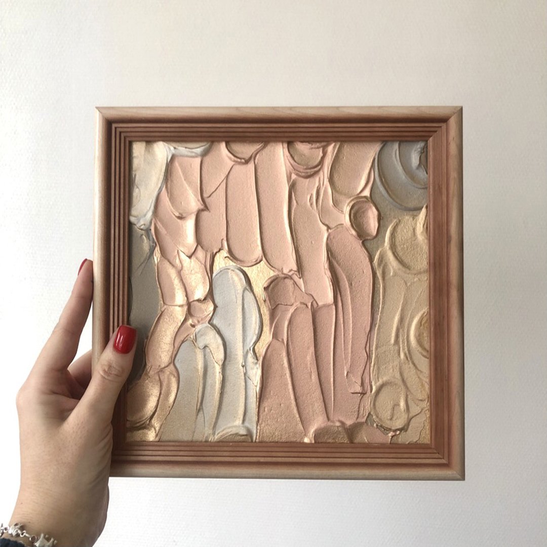 Beige Art Nordic Original Painting Texture Wall Art Stucco Small Painting - 墙贴/壁贴 - 其他材质 多色