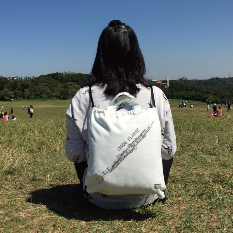 WD 乐器棉质背包 - 双簧管 现货+预购 - 束口袋双肩包 - 棉．麻 白色