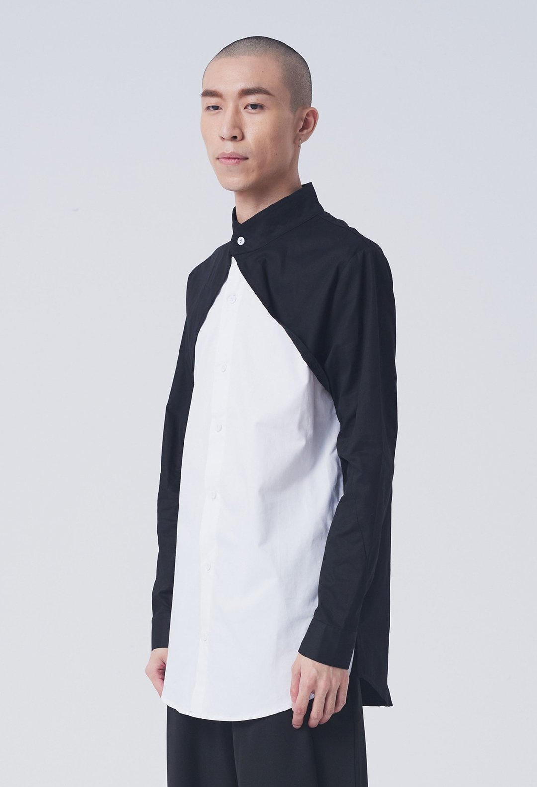 三角色块设计衬衫 #9204 - 男装衬衫 - 其他材质 白色