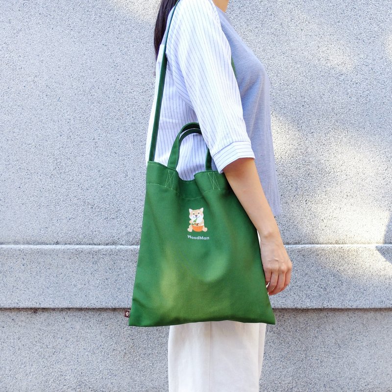 柴柴爱野餐,三用帆布包 - 侧背包/斜挎包 - 棉．麻 绿色