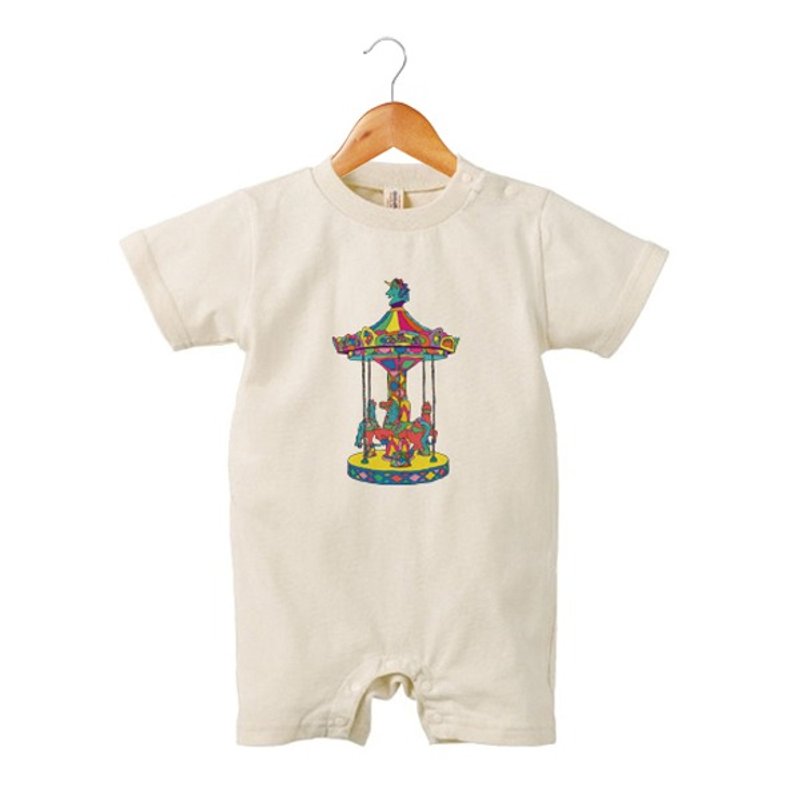 メリーゴーランド ロンパース - 包屁衣/连体衣 - 棉．麻 白色