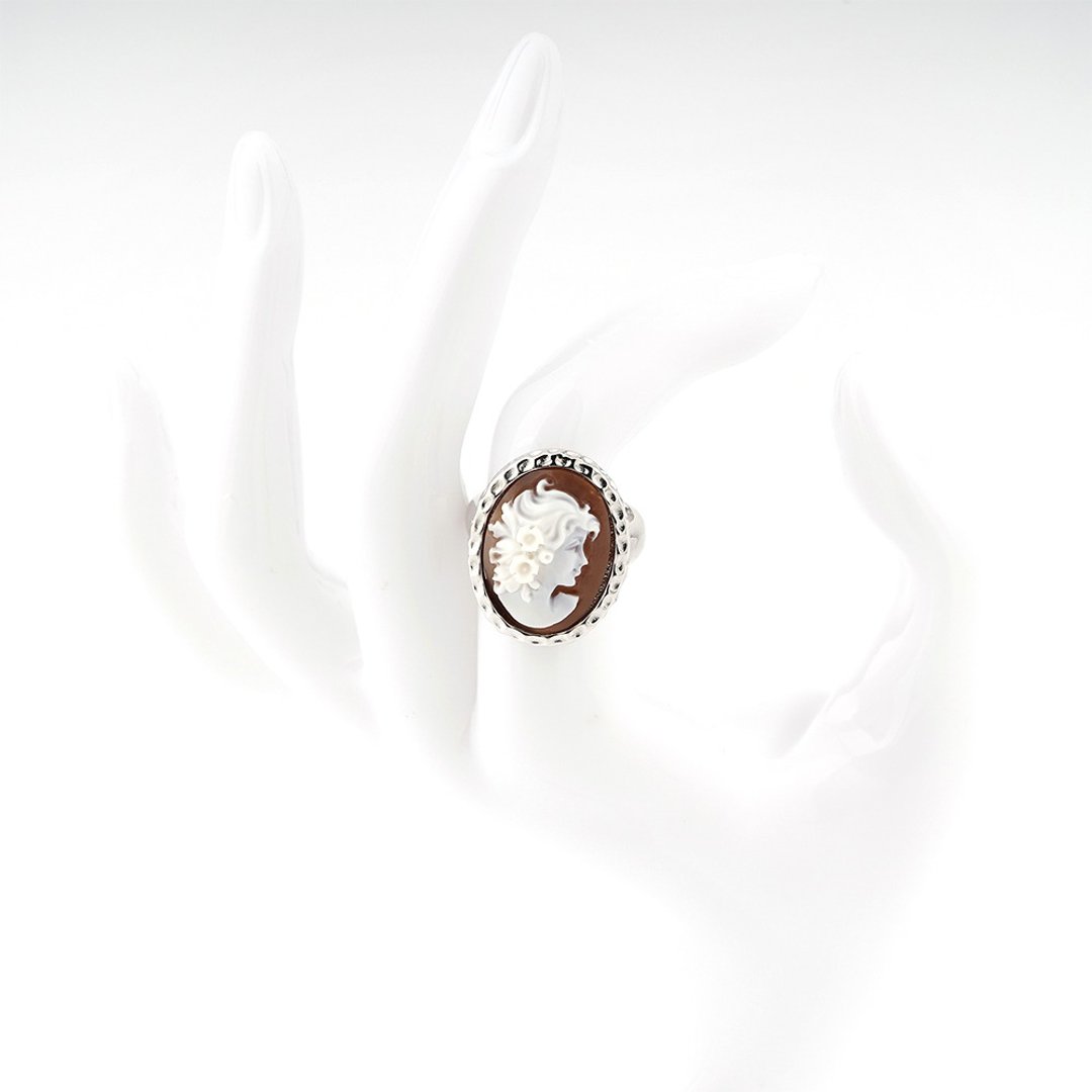 Cameo Italiano 意大利手工贝雕轻珠宝_CI_A18_1B - 戒指 - 纯银 银色