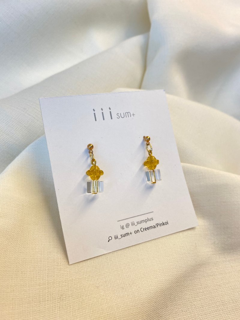 midnight 日夜 古董珠水晶 球式耳针 - 耳环/耳夹 - 水晶 