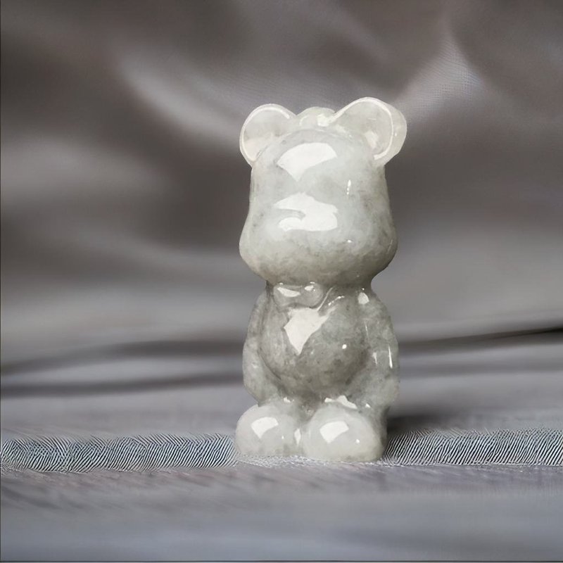 飘乌鸡翡翠熊熊 | 天然缅甸玉翡翠A货 | 送礼 - 其他 - 玉石 灰色