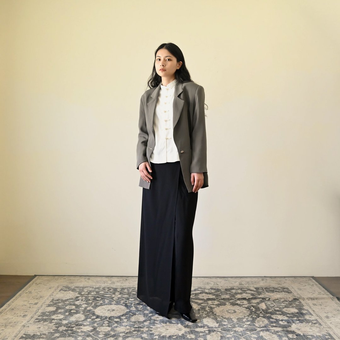 【NaSuBi Vintage】俐落轮廓单襟古着西装外套 - 女装西装外套/风衣 - 其他人造纤维 