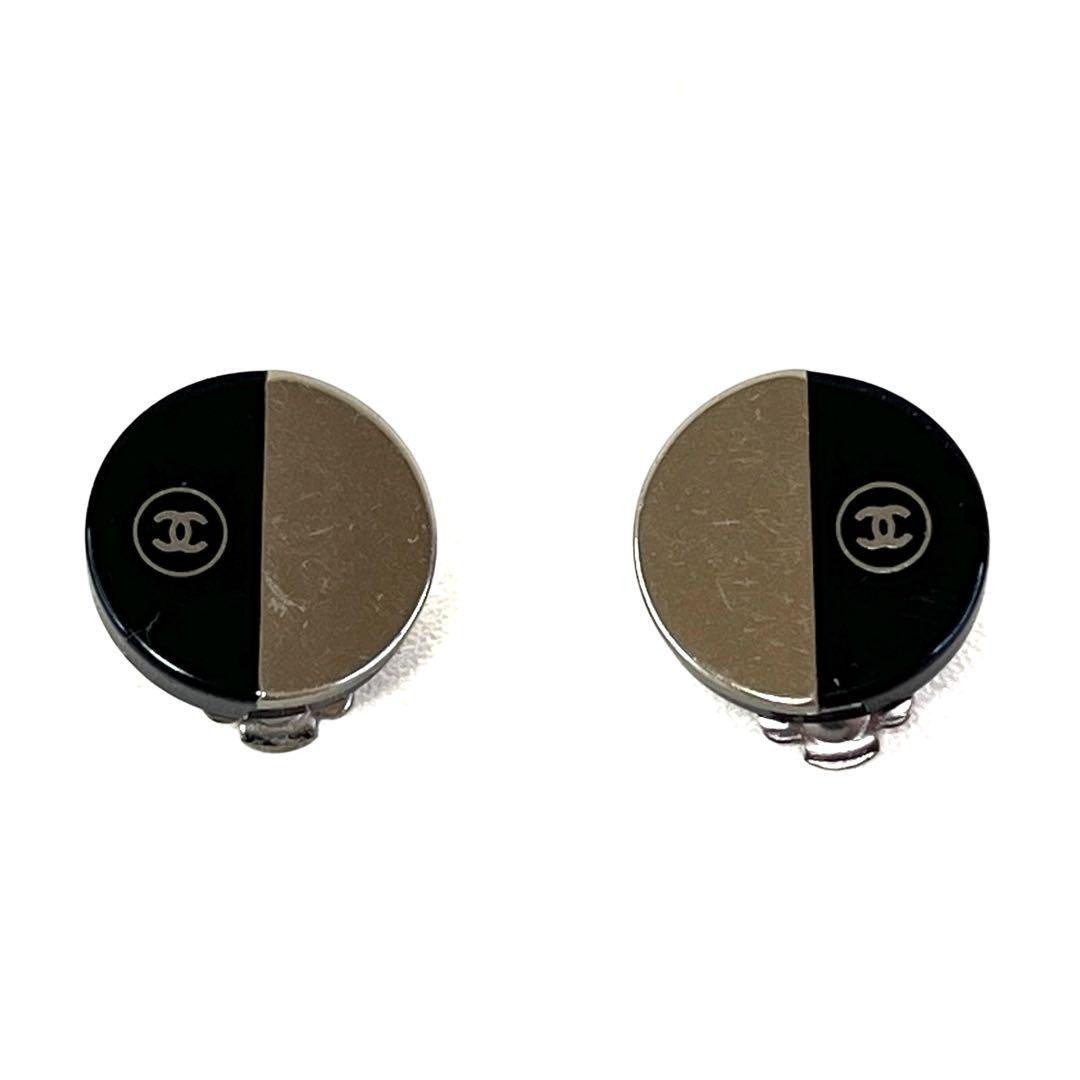 正品 CHANEL 香奈儿 双色耳环 银色 黑色 00A 二手 - 耳环/耳夹 - 塑料 银色
