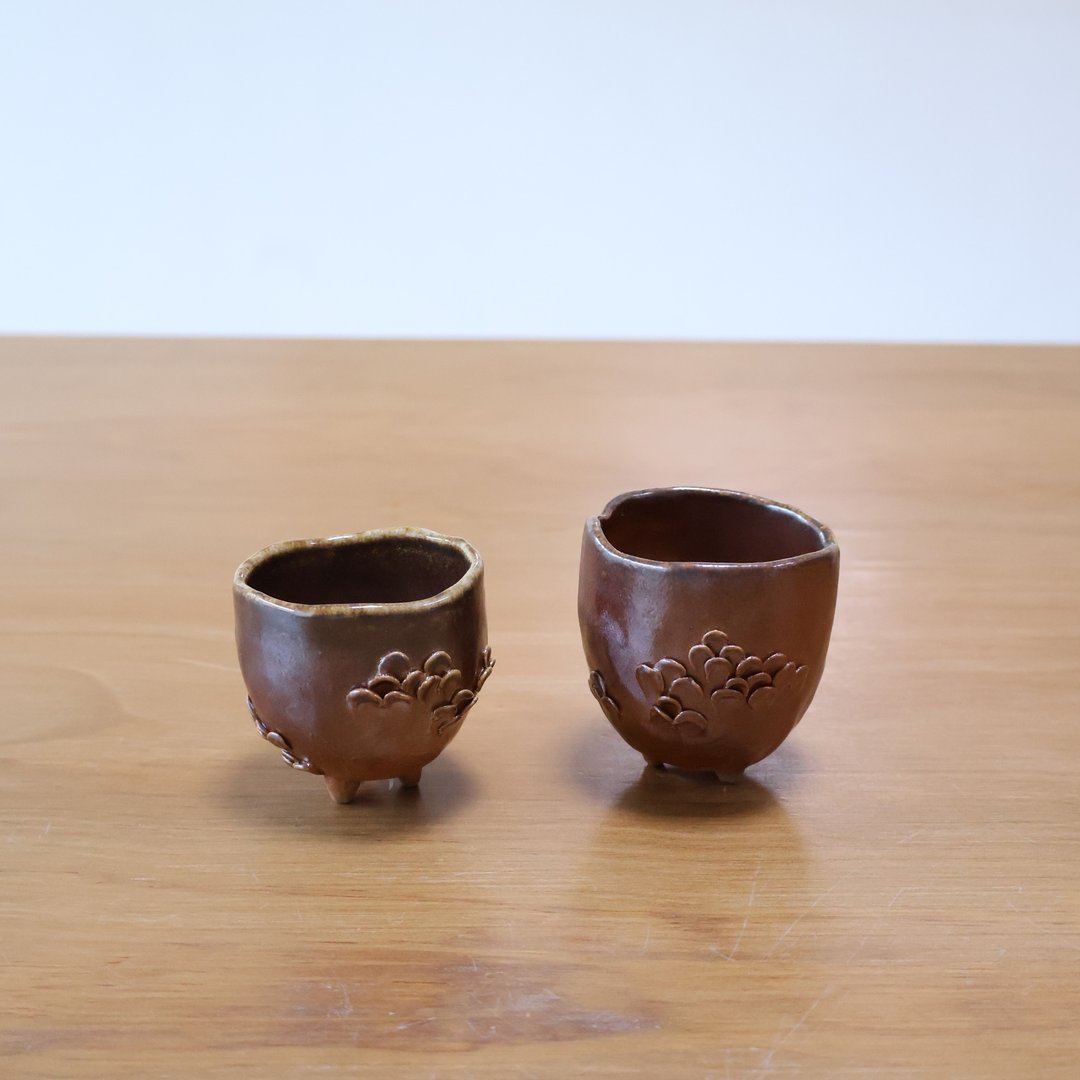 泥鳞 柴烧陶茶杯 - 茶具/茶杯 - 陶 咖啡色