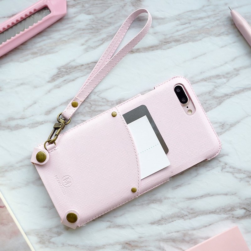 POSH | 软皮手机套(附送手带) - IPHONE 7/8 Plus - 珊瑚色 - 手机壳/手机套 - 人造皮革 粉红色