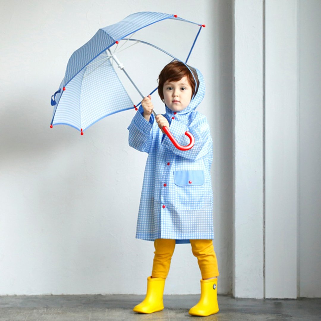 D BY DADWAY 儿童连身雨衣 / 小蓝格 - 儿童雨衣/雨具 - 聚酯纤维 