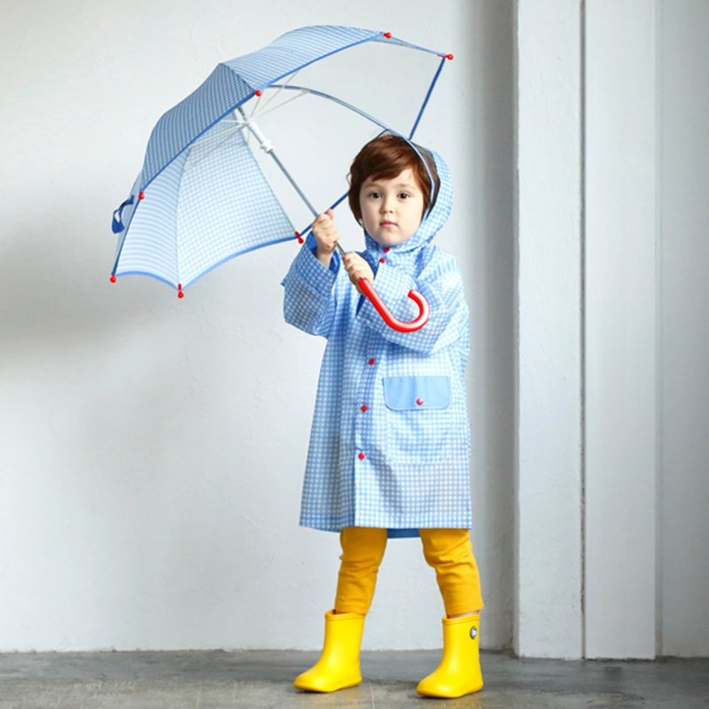 D BY DADWAY 儿童连身雨衣 / 小蓝格 - 儿童雨衣/雨具 - 聚酯纤维 