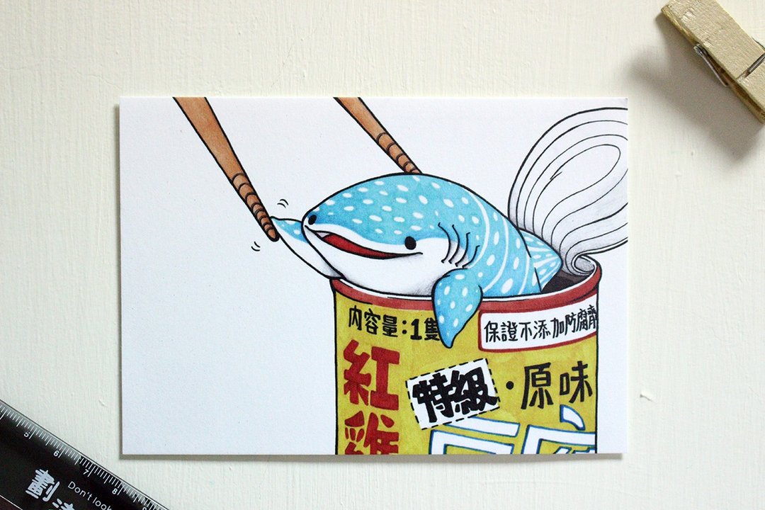 豆腐鲨点点 spot whale shark 明信片 红鸡牌豆腐鲨罐头 - 卡片/明信片 - 纸 