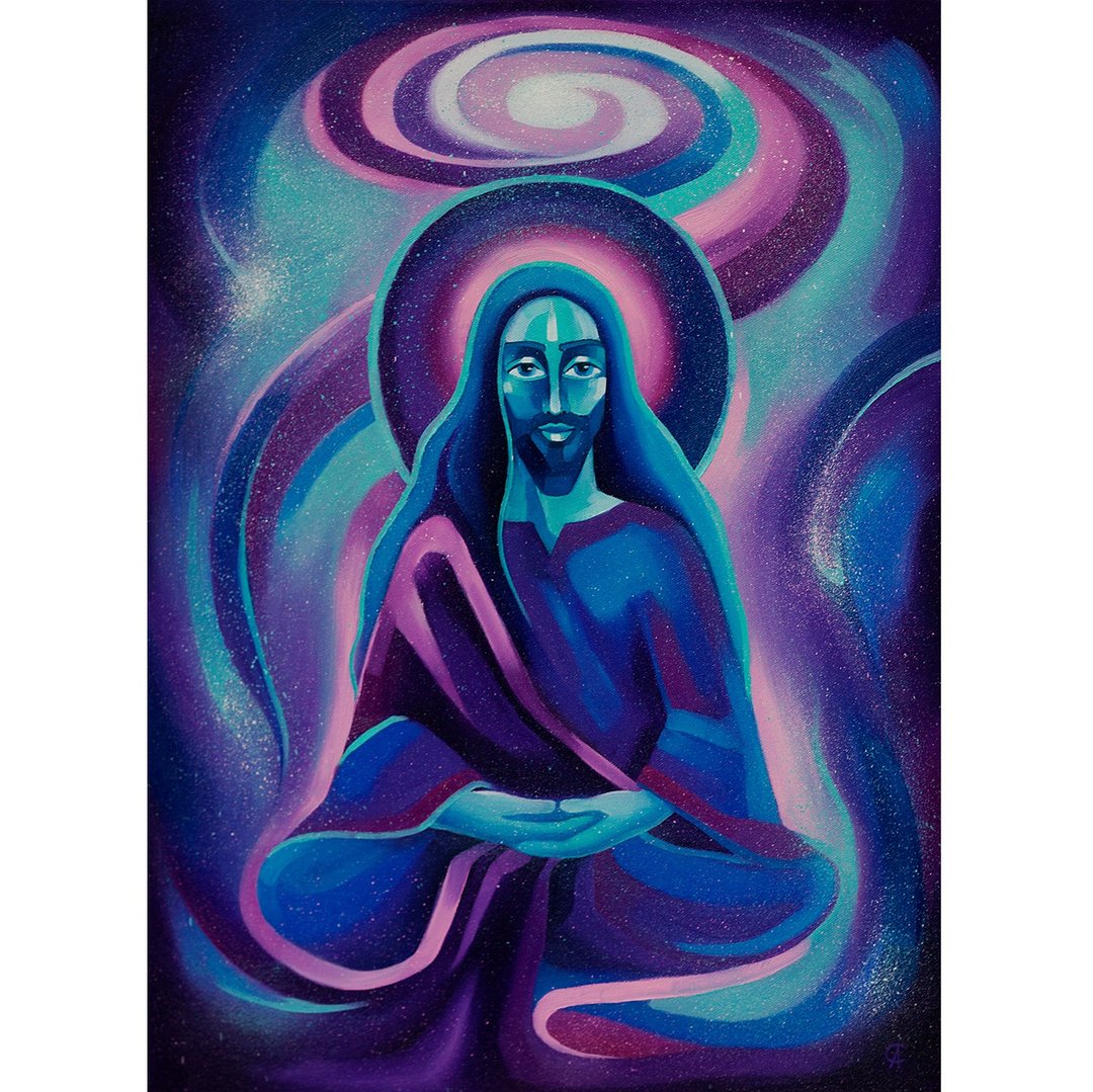 耶稣绘画精神原创艺术冥想艺术品油画 60 x 80 厘米 - 海报/装饰画/版画 - 其他材质 紫色