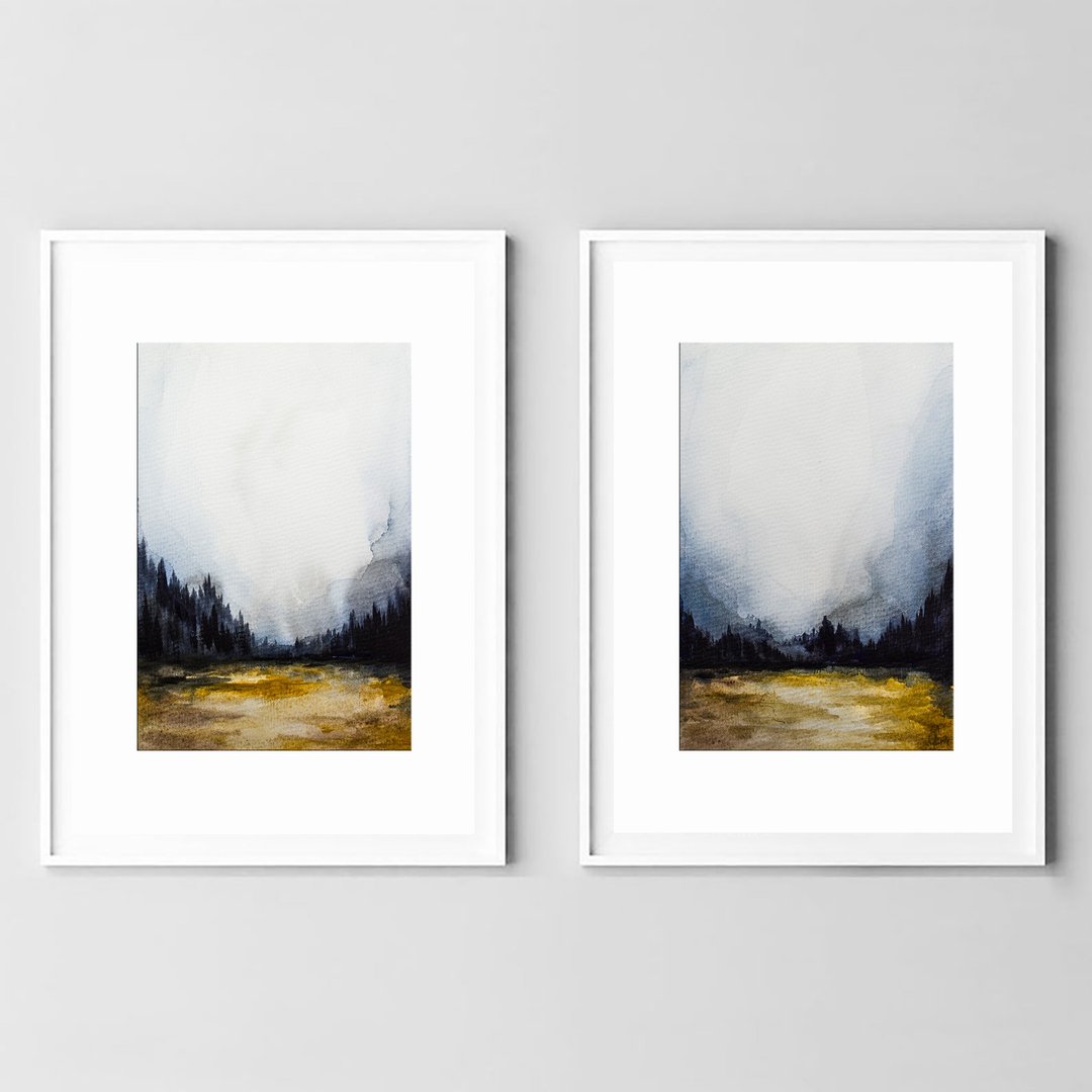 风景画、水彩画、抽象画、纯手绘、挂画 - 海报/装饰画/版画 - 纸 灰色