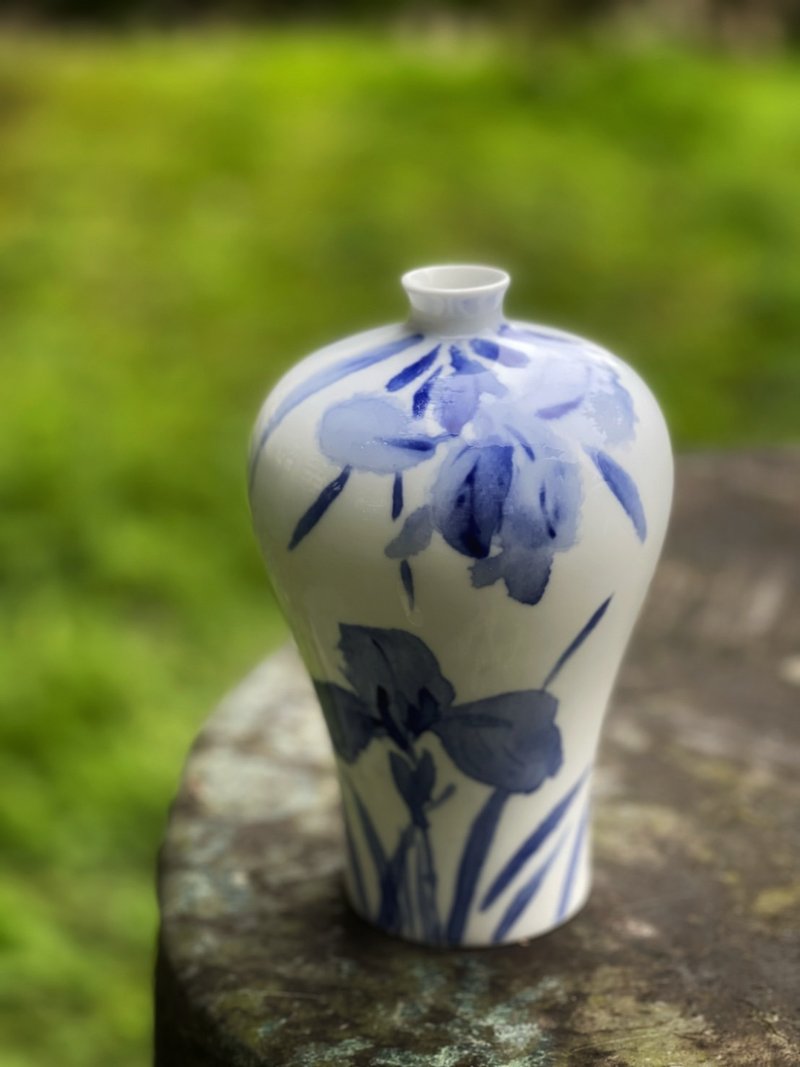 【青白】茶席花瓶/瓶安祝福. - 花瓶/陶器 - 瓷 白色