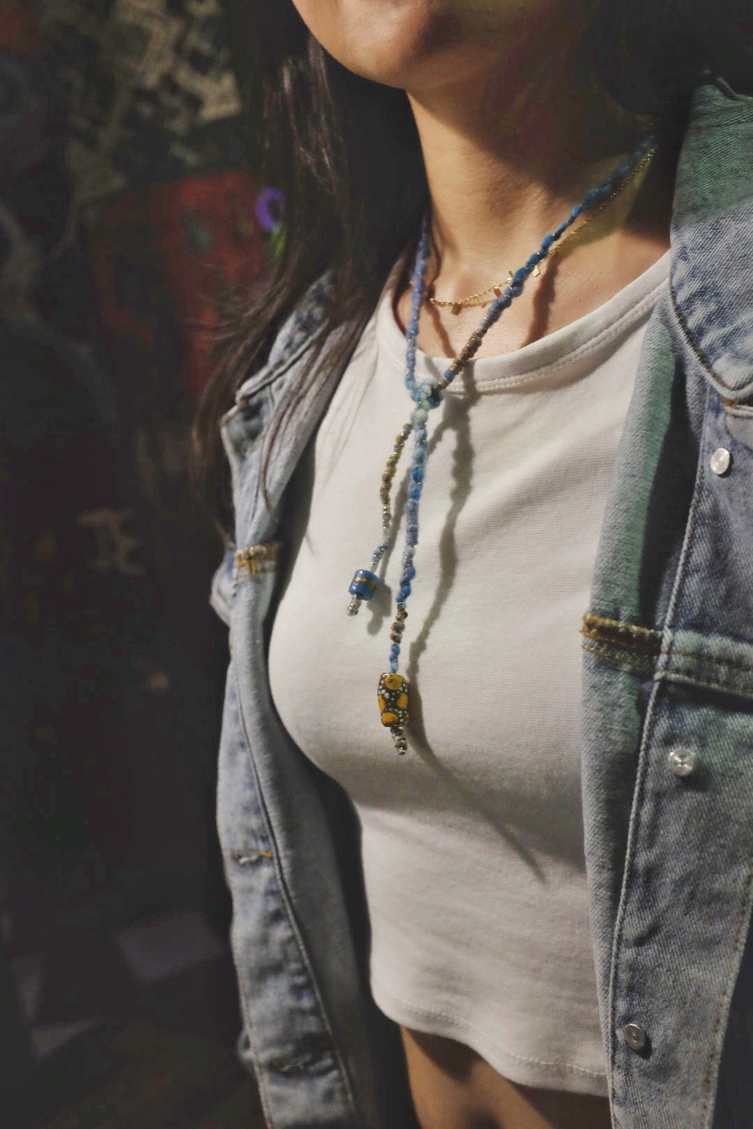 Gypsy rope 波西米亚颈链 头绳 choker 吉普赛 - 项链 - 羊毛 蓝色