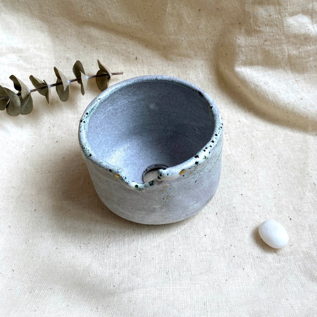 【黑锈小盆-绿纹】植栽 盆栽 盆器 手作 礼物 陶器 圣诞 交换礼物 - 植栽/盆栽 - 陶 灰色