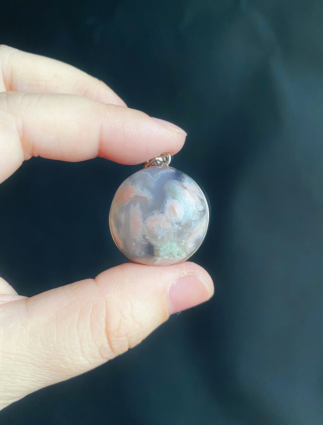 樱花玛瑙  菜园子 骚粉 S925 银镶拖 项链 闺密 天然石 生日礼物 - 项链 - 水晶 粉红色