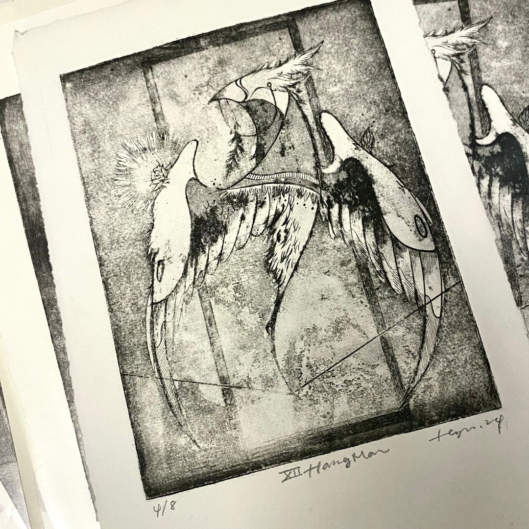 凹版限量版画 - XII Hangman - 吊人 - 海报/装饰画/版画 - 纸 灰色