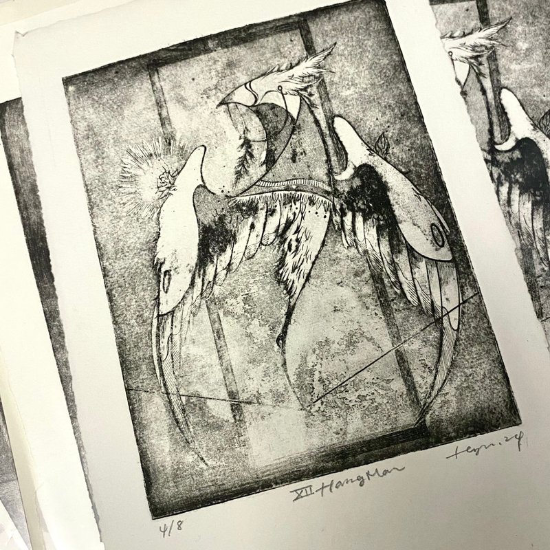 凹版限量版画 - XII Hangman - 吊人 - 海报/装饰画/版画 - 纸 灰色