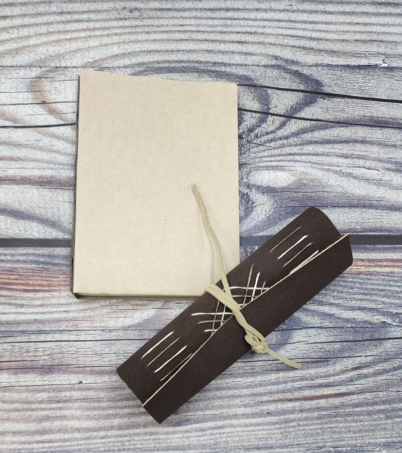 带有部落图案边缘的补充手工笔记本 - 复古棕色 II - 笔记本/手帐 - 其他材质 