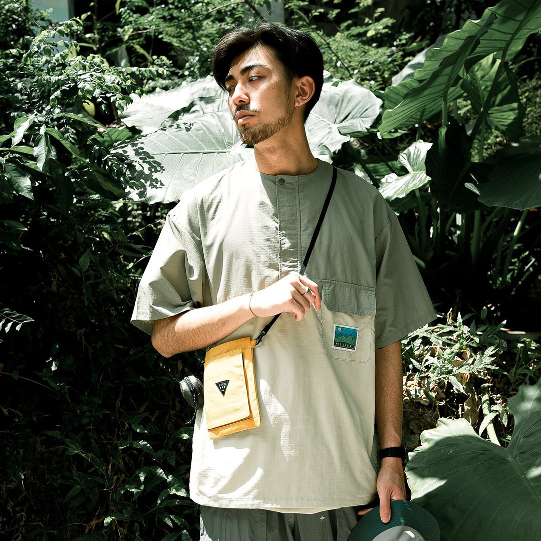【多间隔】两用斜肩钱包小袋 - 黄//橙//深绿色 (YB384) - 侧背包/斜挎包 - 尼龙 橘色