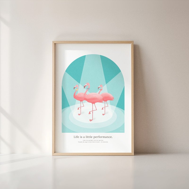 火烈鸟欢快地跳舞的艺术海报 - 电子手绘真人画像/绘画/插画 - 其他材质 