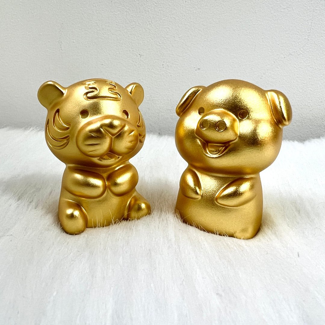 【六合贵人组合】十二生肖铜镀金摆件 - 虎、猪 | 风水摆件| 奇门 - 摆饰 - 铜/黄铜 金色