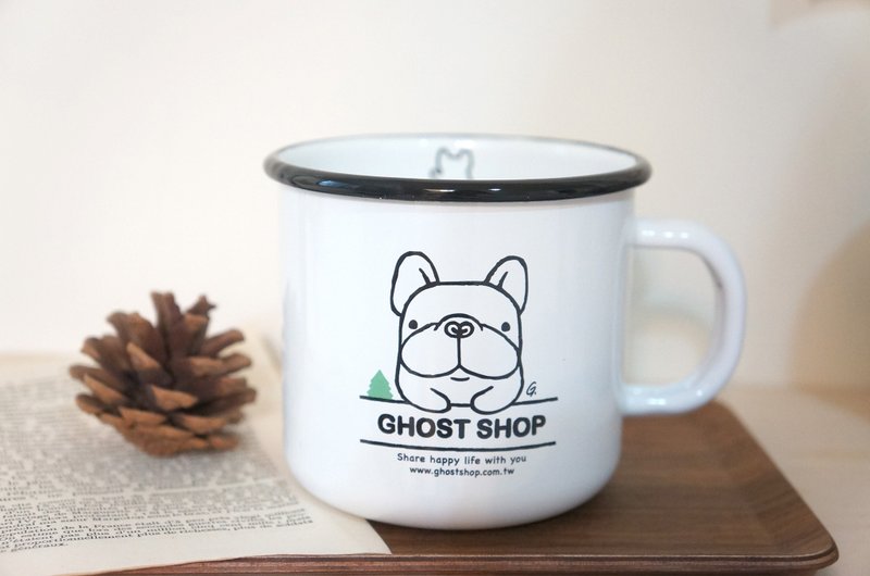 (售完)手作珐琅杯-400ml-I'm 福宝 - 咖啡杯/马克杯 - 珐琅 白色