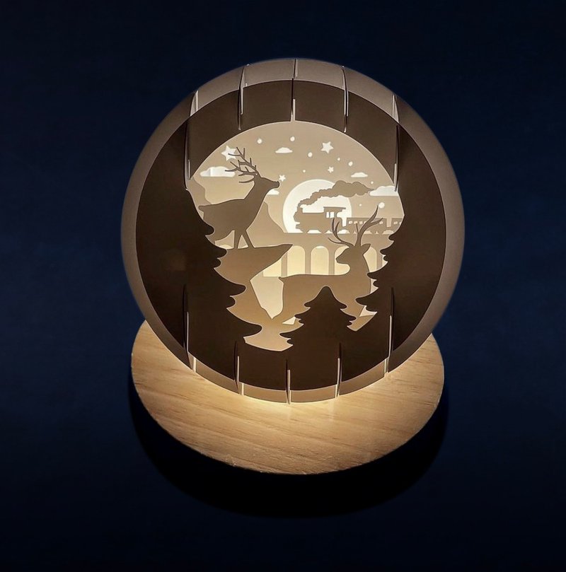 光影纸雕夜灯-鹿与火车基本款 - 灯具/灯饰 - 纸 