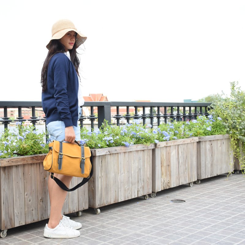 Buddy crossbody bag - mustard - 手拿包 - 棉．麻 黄色