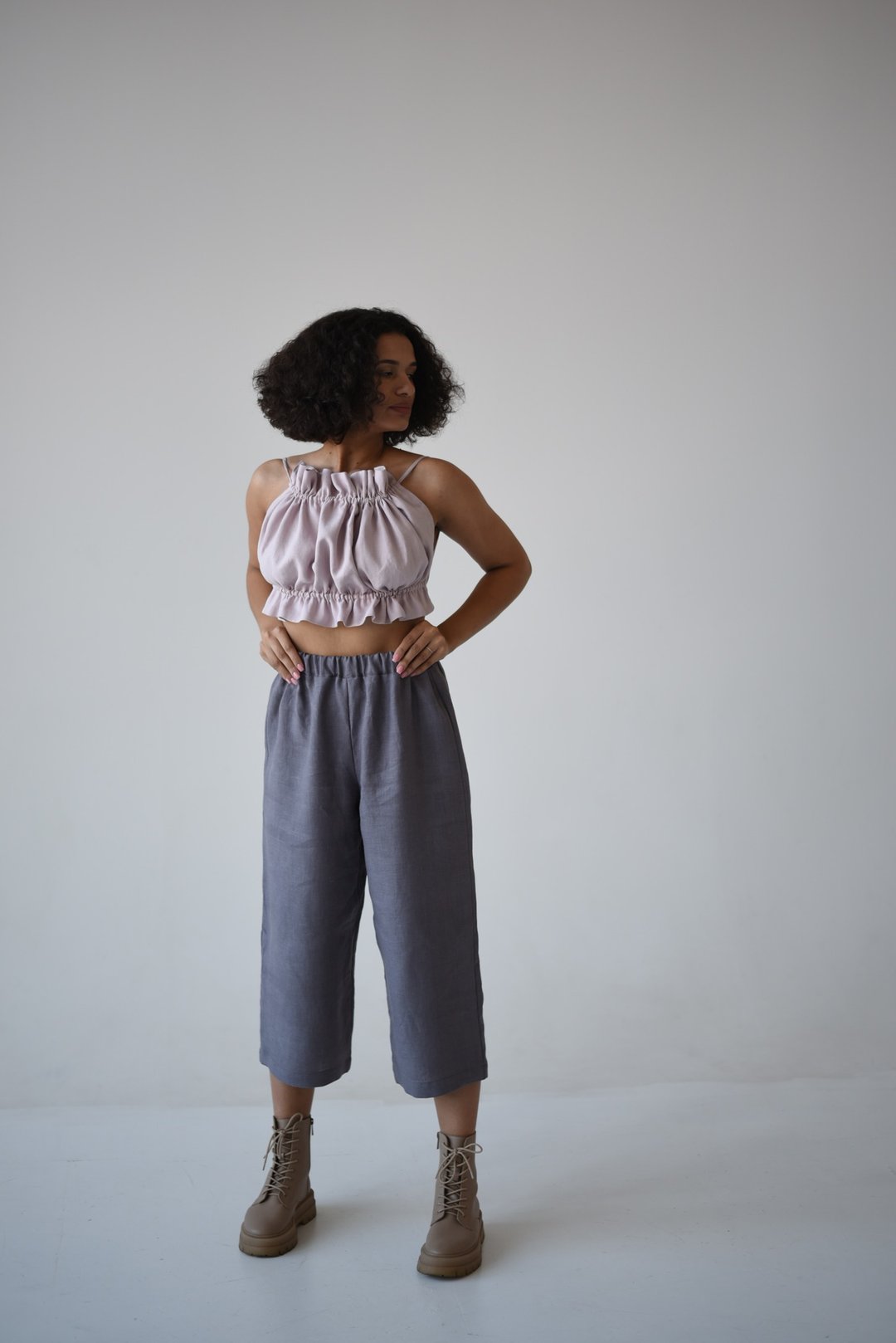 Linen pants / boho linen pants/ wide leg pants / linen culottes - 女装长裤 - 亚麻 