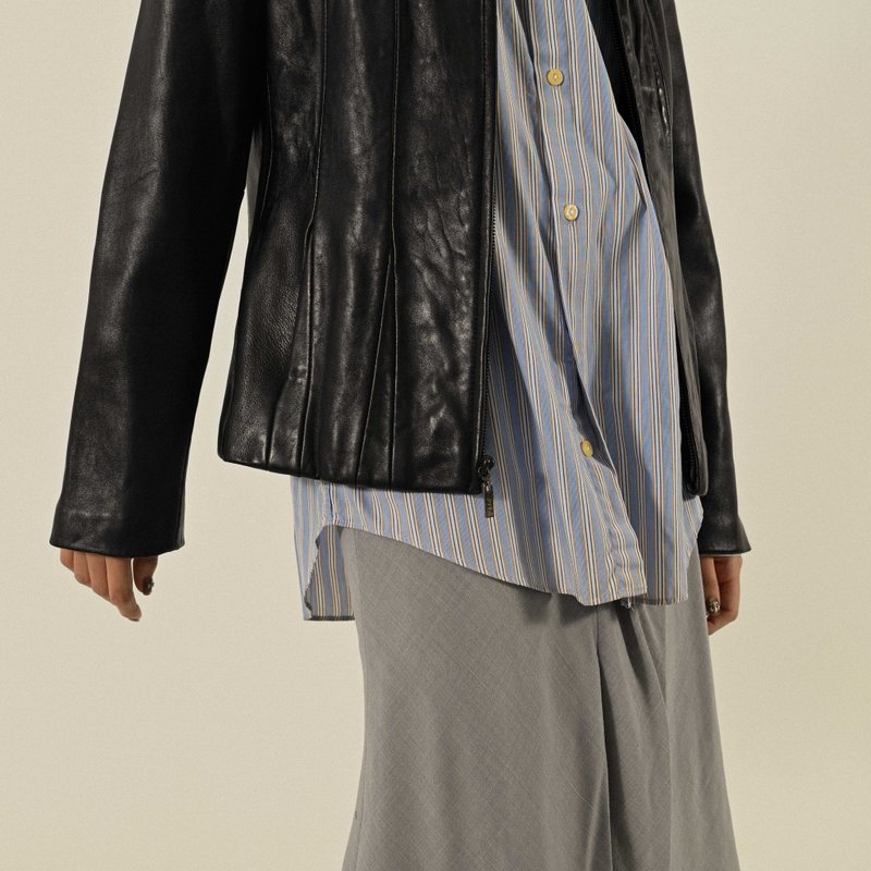 【NaSuBi Vintage】经典轮廓条纹古着衬衫 - 女装衬衫 - 棉．麻 