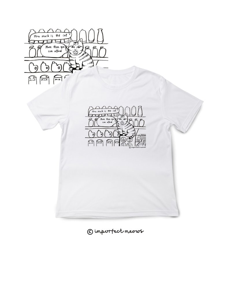 不完美猫咪 Impurfect Meows | 猫店长T-Shirt - 白 - 中性连帽卫衣/T 恤 - 棉．麻 白色