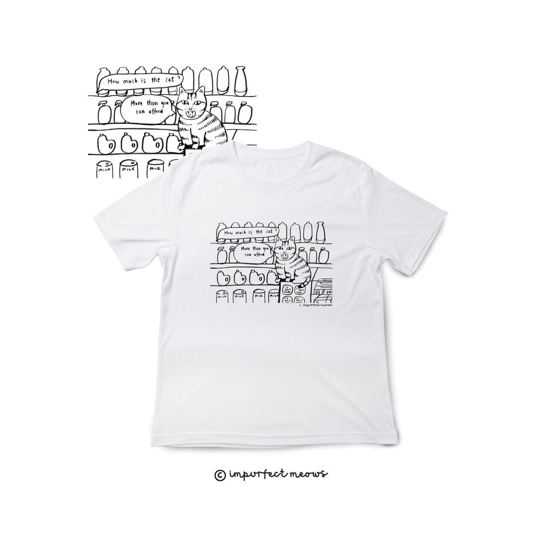 不完美猫咪 Impurfect Meows | 猫店长T-Shirt - 男装上衣/T 恤 - 棉 白色