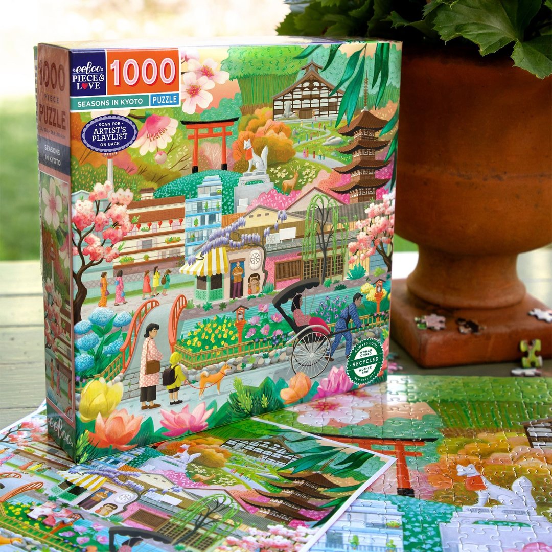 eeBoo 1000片拼图 - Seasons in Kyoto  日本京都四季 - 拼图 - 纸 多色