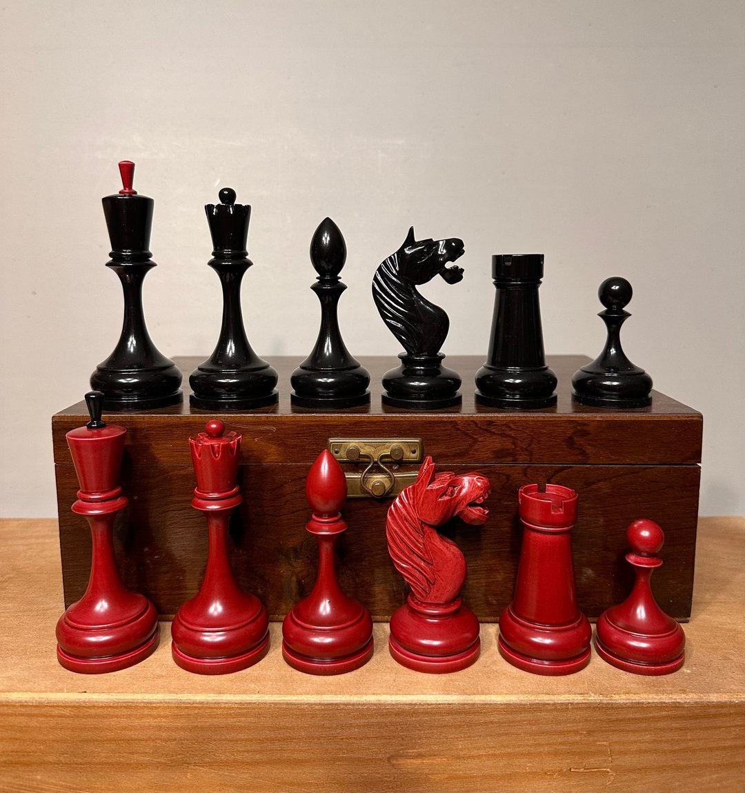 苏联/俄罗斯西洋棋棋盘 1930-1935 年（复制品） - 桌游/玩具 - 木头 黑色