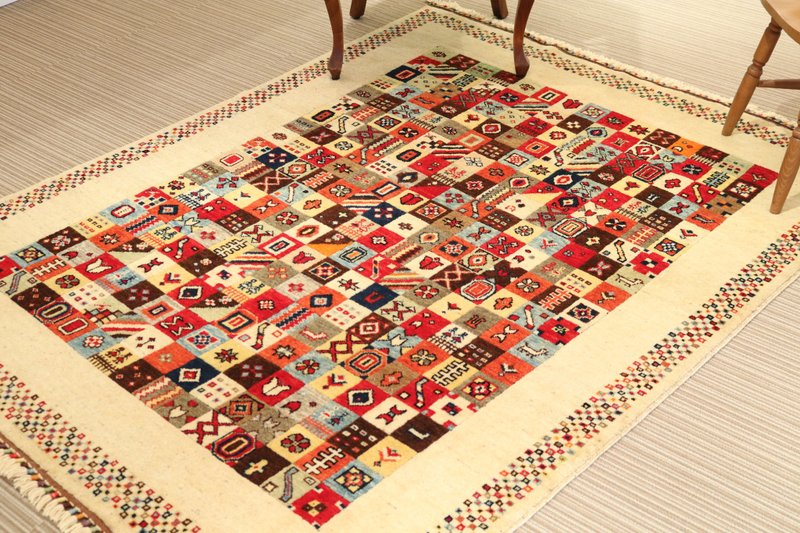 Handmade carpet Turkish rug wool natural 203×158cm - 地垫/地毯 - 其他材质 白色