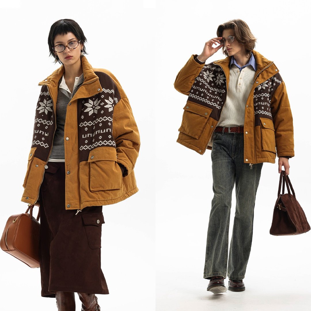 【针织绣花工艺】Unvesno(UN)Vintage费尔岛刺绣复古保暖棉服外套 - 男装外套 - 其他材质 