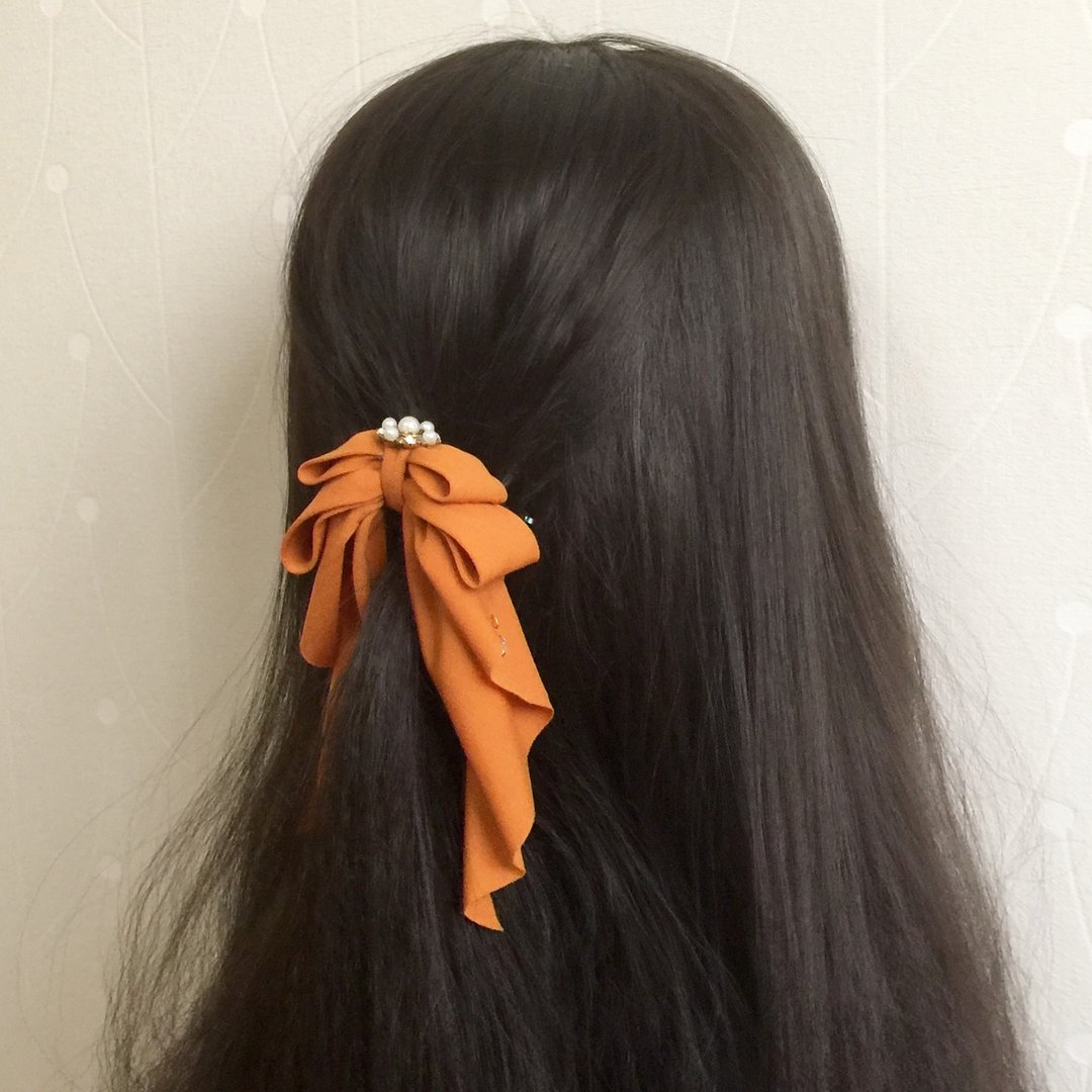 橘 / 简约典雅素色复古钻饰发夹 香蕉夹 仙女夹 相交夹 发圈 发束 - 发饰 - 其他材质 橘色