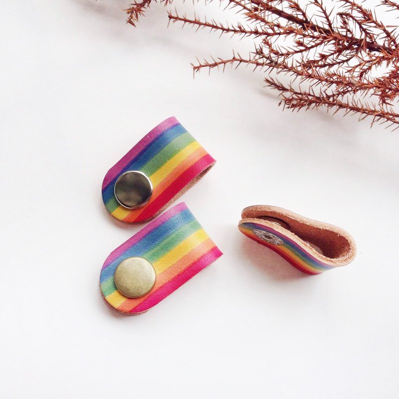 买一送一 彩虹集线器 小号四合扣 平权卷线器收线器 - 卷线器/电线收纳 - 真皮 多色