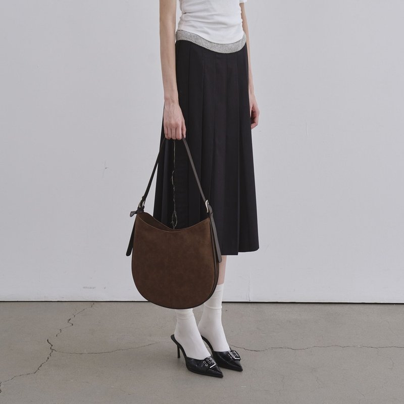 韓國製 MUR Pair bag 手袋/單肩包/上肩袋/手提袋 Suede Dkbrown - 侧背包/斜挎包 - 环保材料 