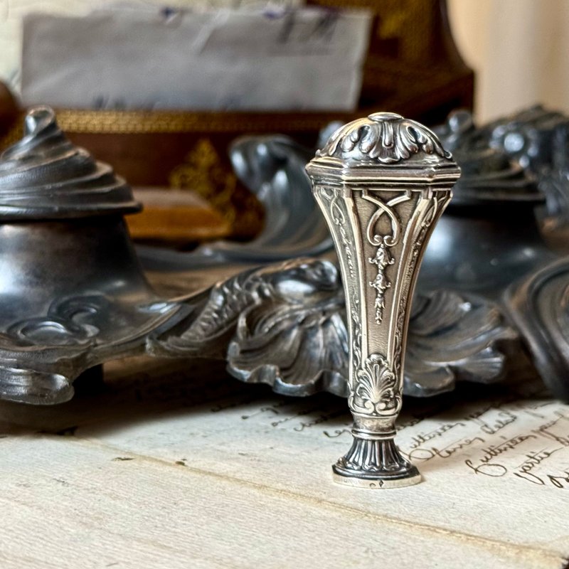 *50933-绝美法国古董800纯银封蜡章 - 印章/印台 - 纯银 