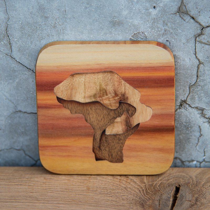 镶花工艺杯垫-小琉球花瓶岩-台湾风土系列 - 杯垫 - 木头 咖啡色