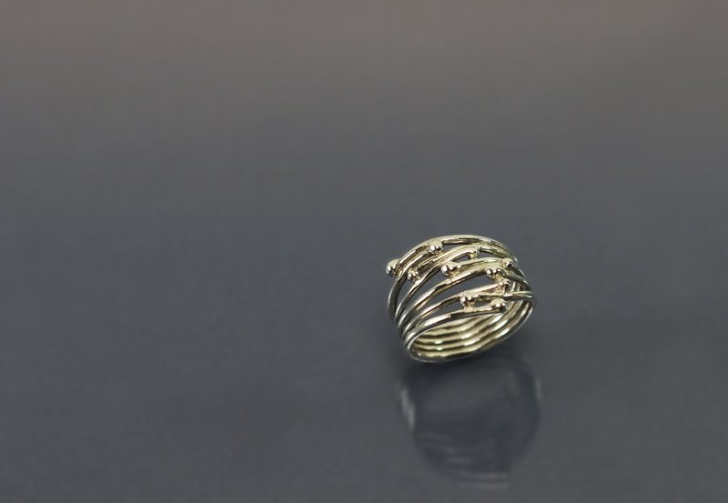线条系列-小水珠设计925银戒 - 戒指 - 纯银 金色