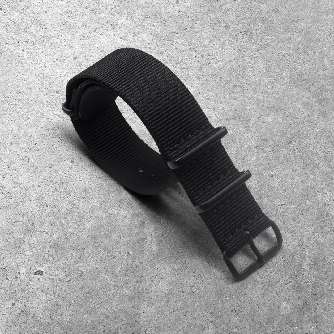 20mm 紧密编织尼龙表带 NATO Strap - 表带 - 尼龙 黑色