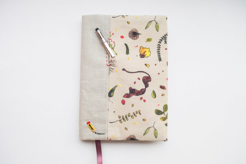 Jot of Ideas fabric A6 bookcover - Singapore Botanicals - 笔记本/手帐 - 其他材质 卡其色