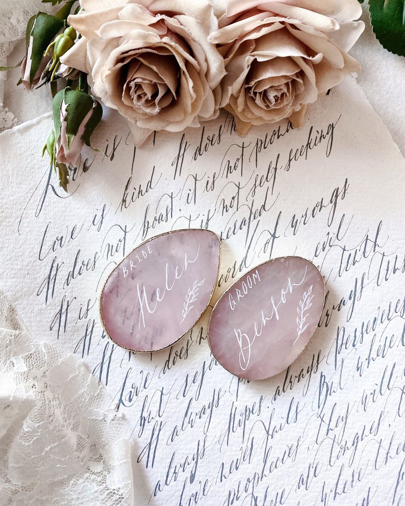 婚礼 浪漫手写粉晶片 西洋书法 - 其他 - 宝石 