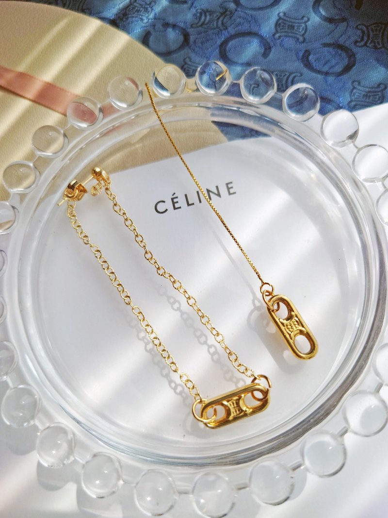 中古真品 CELINE 迷你金 凯旋门 耳环耳线 耳针耳钉 包包挂件挂饰 - 手链/手环 - 其他金属 金色