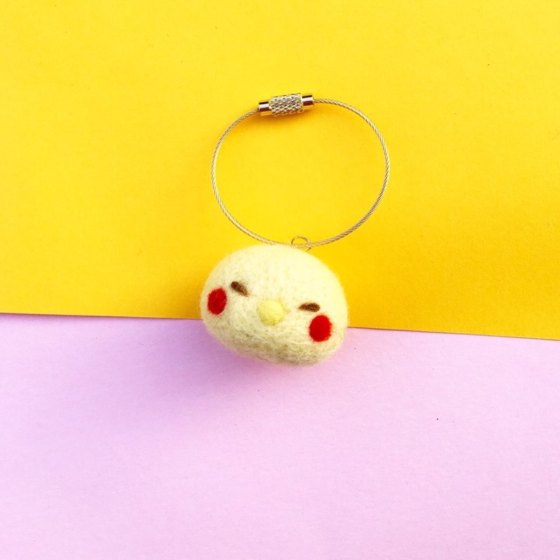 羊毛毡小鸡团子钥匙圈 包包挂饰 吊饰 - 钥匙链/钥匙包 - 羊毛 黄色