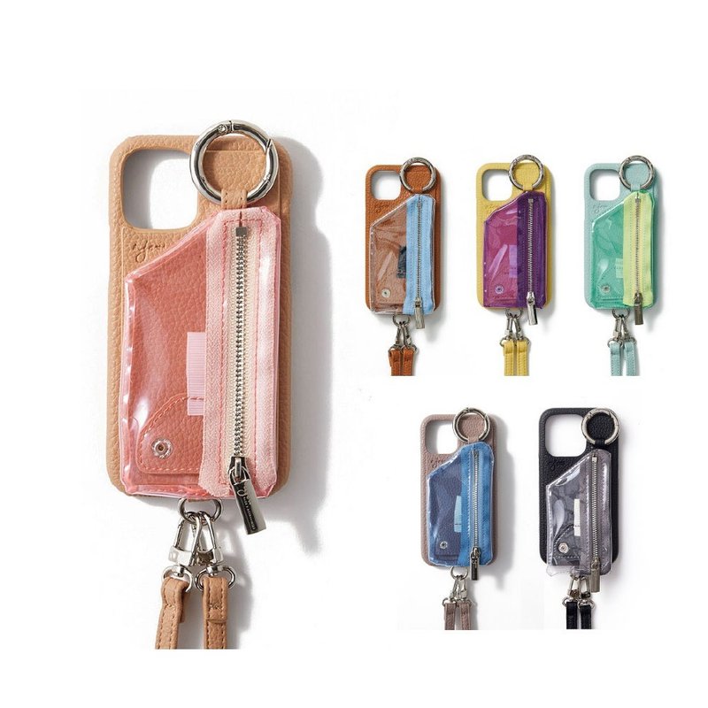 ajew PVC拉链口袋手机壳 (含背带) - 手机壳/手机套 - 人造皮革 卡其色